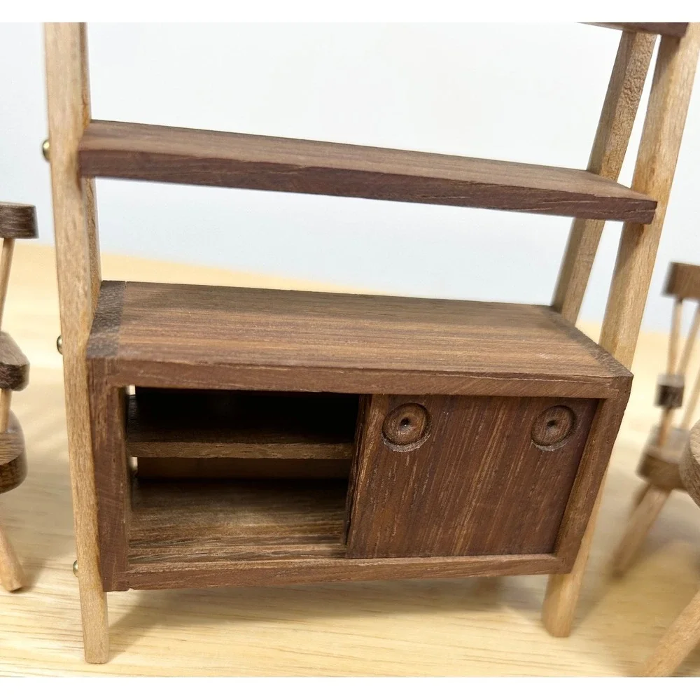 Vintage Sallingboe Denmark Miniature Wood Dollhouse Furniture Set MCM 8pc RARE‎